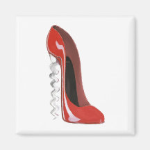 Zapato rojo del estilete del sacacorchos iman de nevera