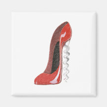 Zapato rojo del estilete del sacacorchos imanes de nevera