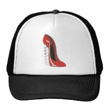 Zapato rojo del estilete del talón del sacacorchos gorro de camionero