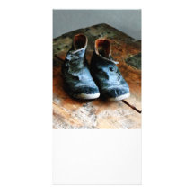Zapatos pasados de moda tarjetas fotograficas personalizadas