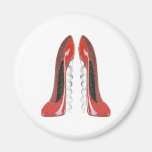 Zapatos rojos del estilete del sacacorchos iman de frigorífico