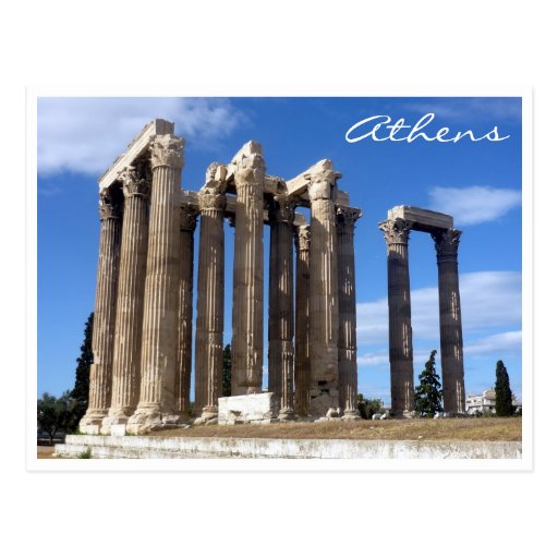 zeus del templo de Atenas Tarjetas Postales