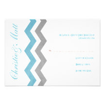 Zigzag azul y gris que casa RSVP Invitacion Personalizada