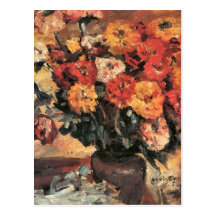 Zinnias de Lovis Corinto Postales