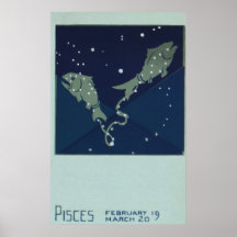 Zodiaco de la constelación de los pescados de Pisc Poster