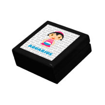 Zodiaco del acuario para los niños caja de recuerdo