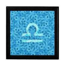 Zodiaco del azul del libra del fractal caja de regalo
