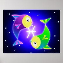 Zodiaco lindo de Piscis Poster