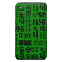 Zombi, brote, Undead, negro del Biohazard y verde Barely There iPod Cárcasas
