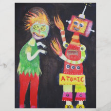 Zombi CONTRA arte del robot Flyer A Todo Color