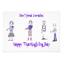 Zombi feliz de la acción de gracias comunicado personalizado