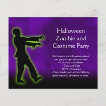 Zombi verde en púrpura tarjetas publicitarias