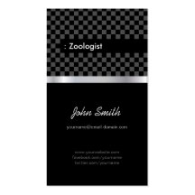 Zoologista - a cuadros negro elegante plantilla de tarjeta personal