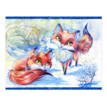 Zorros del invierno tarjetas postales