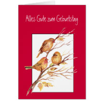 Zum Geburtstag, cumpleaños, pájaros de Alles Gute  Tarjetón