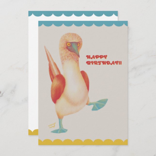 フラットカード バースデー Birthday Card -Blue-footed Boody- (Anverso / Reverso)