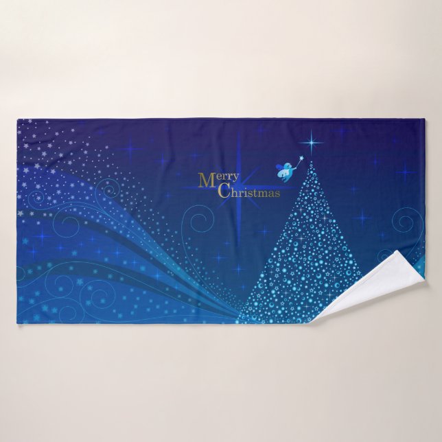 ブルークリスマスツリー (Toalla de baño)