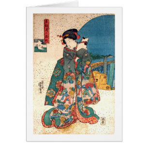 少 女 と 猫, 国 芳 Chica con Cat, Kuniyoshi, Ukiyo-e
