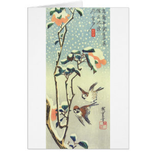 椿 に 雀, 広 Camellia y Sparrow, Hiroshige, Ukiyo-e