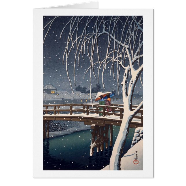 江 戸 川 の 雪, Nieve nocturna en Edogawa, Hasui Kawase (Frente)