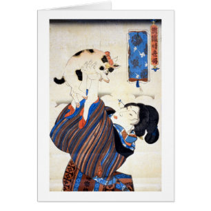 猫 と 女, 国 Gato y Mujer, Kuniyoshi, Ukiyo-e
