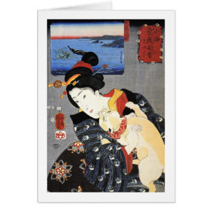 猫 と 女, 国 Gato y Mujer, Kuniyoshi, Ukiyoe