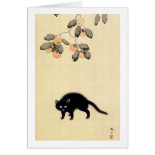 猫 黒, 春 草 gato negro (detalle), Shunsō, arte japoné