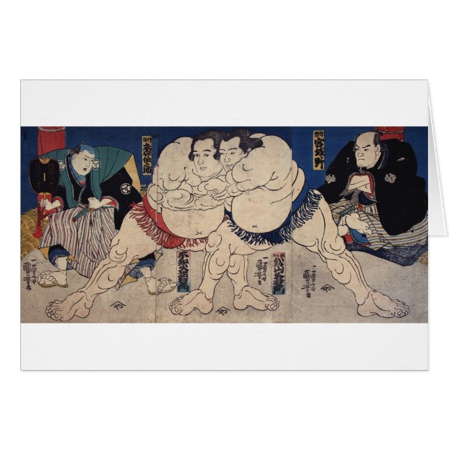 相 撲, 国 芳 lucha contra el sumo, Kuniyoshi, Ukiyo-e (Anverso (Horizontal))
