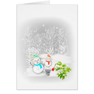 雪だるまのイラストグリーティングカード