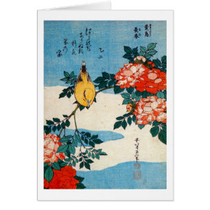 黄鳥と薔薇, pájaro amarillo del 北斎 y subió, Hokusai,