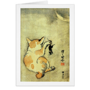 鼠 と 猫, 暁 gato y ratón, Kyōsai, Ukiyo-e
