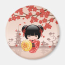 Buscar geisha en kimono imanes Kokeshi