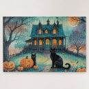 Buscar gato negro halloween puzzles Naranja