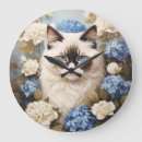 Buscar gatito en flores relojes de pared Contenido generativo