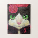 Buscar pinturas del gato puzzles Negro y blanco