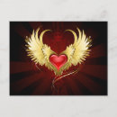 Buscar corazón con alas postales Oro