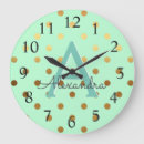 Buscar verde menta relojes de pared Monograma