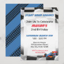 Buscar del coche carreras invitaciones de cumpleaños Azul