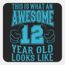 Buscar 12 cuadradas pegatinas 12 º cumpleaños