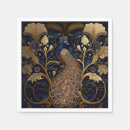 Buscar pavo real elegante servilletas Azul
