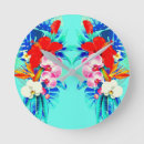 Buscar flores hawaianas relojes de pared Hojas de palma