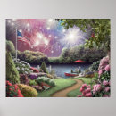 Buscar bandera y fuegos artificiales posters Para todos