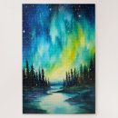 Buscar aurora boreal puzzles Acuarela