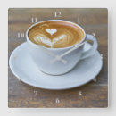 Buscar taza café cuadrados de relojes de pared Latte