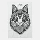 Buscar gato blanco paños de cocina Monograma