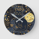 Buscar diseños del gato relojes de pared Negro