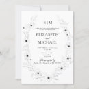 Buscar floral blanco y negro invitaciones Elegante