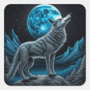 Buscar lobo y luna pegatinas Negro