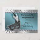 Buscar máscara azul de la mascarada invitaciones Plata