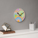 Buscar mandala colorida relojes de pared Azul